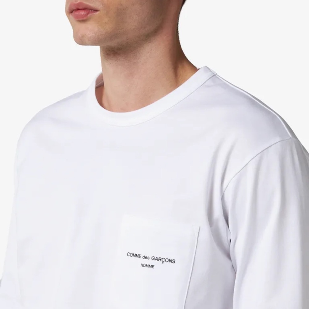 Comme Des Garçons Homme Logo Print White Cotton Long Sleeve T Shirt
